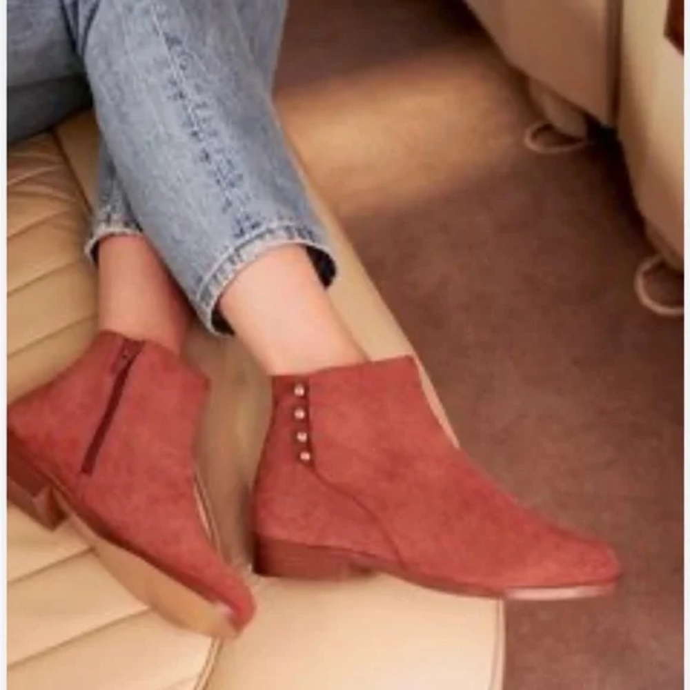 Sezane Rust Suede Ankle Booties